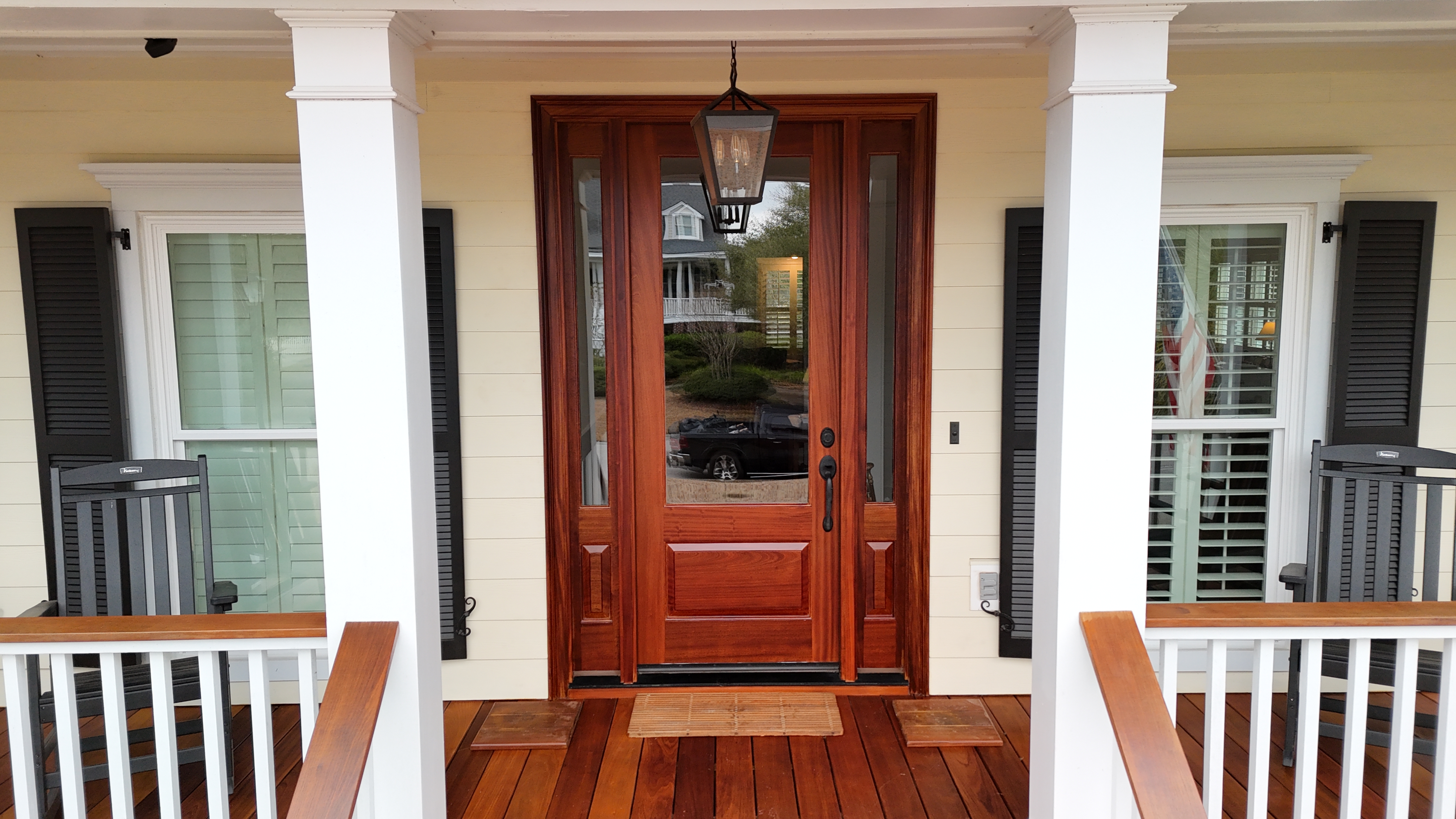 Restored door with premium protective varnish